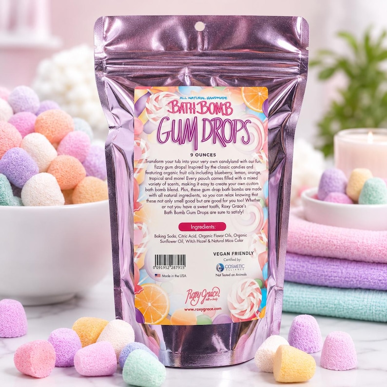 Mini Bath Bomb Gumdrops – 8 oz Bag, All Natural Kids Fruity Potion Sprinkles image 3