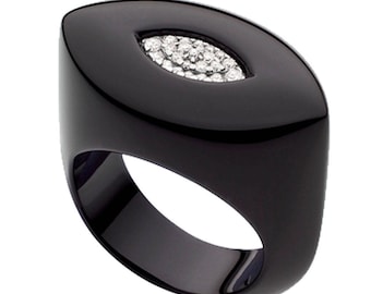 Black and diamond ring