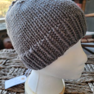Handmade Adult Knit Hat All Handmade 100% Merino Wool Gray Grey