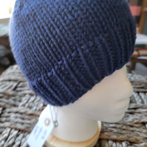 Handmade Adult Knit Hat All Handmade 100% Merino Wool Blue