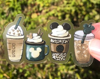 Mouse Coffee Transparent Sticker | Weatherproof Vinyl Decal