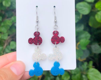 Patriotic Mouse Dangle Earrings | Fourth of July