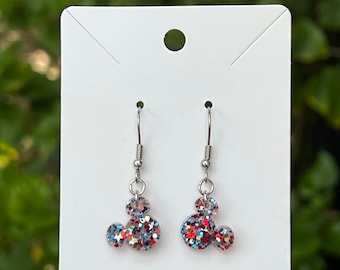 Summer Time Red, White, and Blue Mouse Dangle Earrings