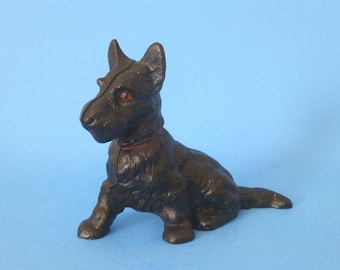 Gusseisen „Seated Scottie“ Still Bank Hubley 1930's