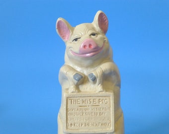 Unberührte „The Wise Pig“ Still Bank Hubley 1930-1936