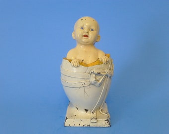 Rare Lead "Baby in Egg" Still Bank 1920's