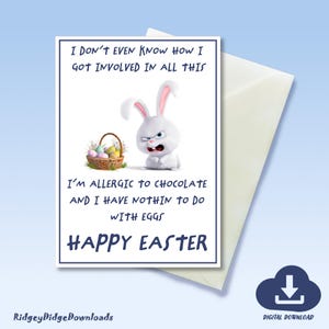 Tarjeta de felicitación humorística de Pascua / Tarjeta de Pascua divertida / Descarga digital instantánea / Tarjeta imprimible / Tarjeta descargable