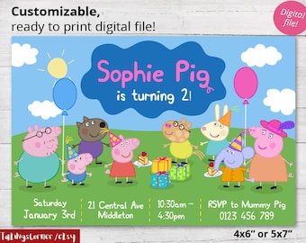 peppa pig invitation etsy