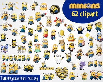 62 Minions Clipart - Minions Clipart - Printable Minions PNG Images - Digital Minions Clip Art background - Minion Scrapbooking - Minions