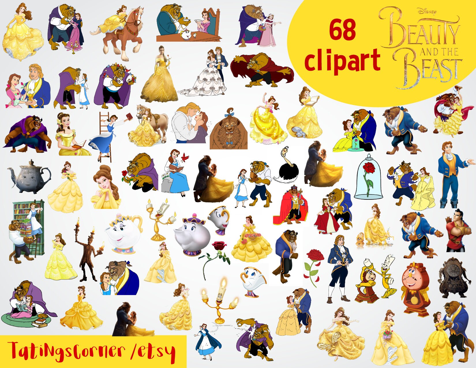 68 Beauty And The Beast Clipart Beauty And The Beast Clipart Etsy