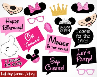 Minnie - Minnie Mouse - Disney - Minnie Photo Booth Props - Minnie Party - Clubhouse - Minnie birthday party props - Instant Download