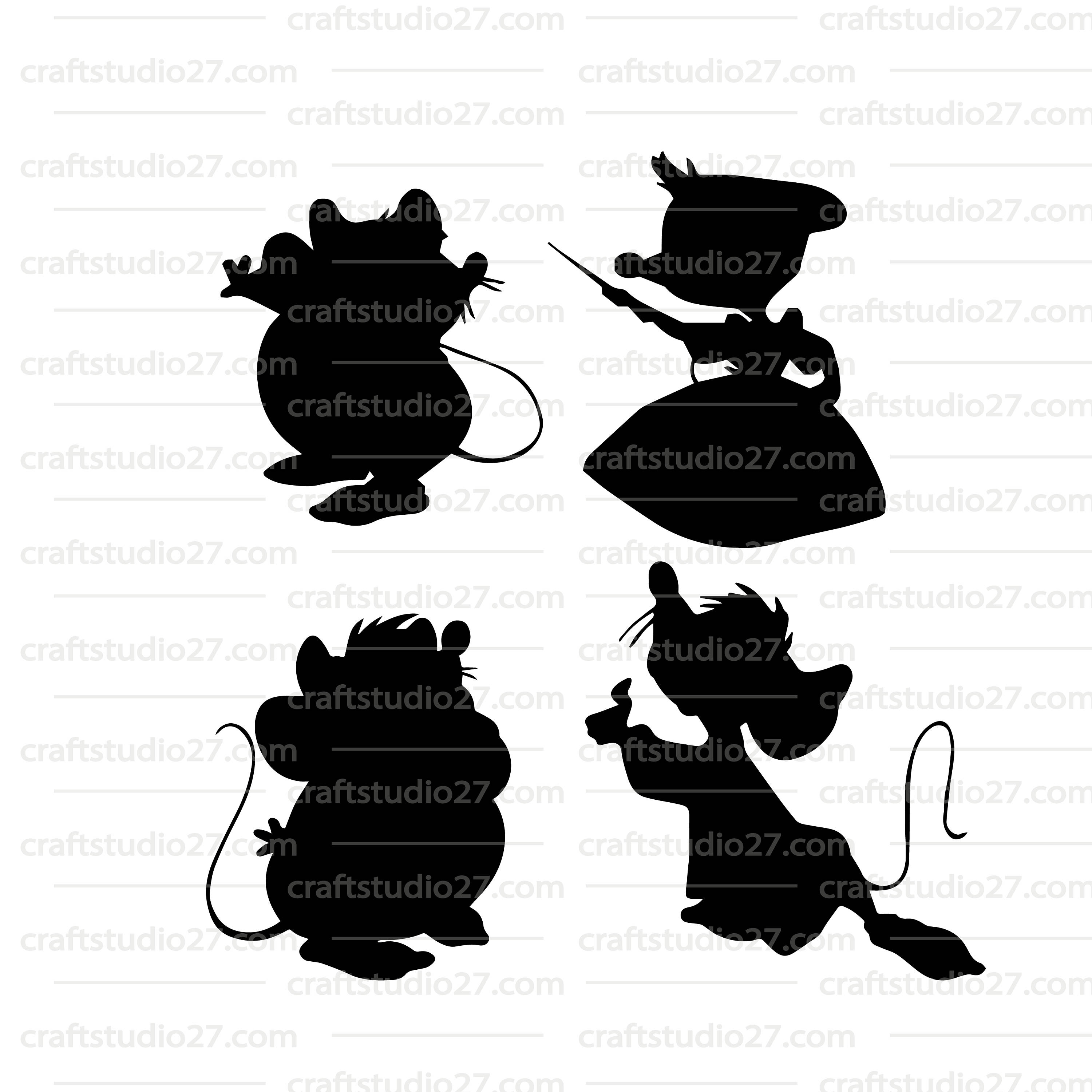 Digital download Cinderella mice 4 silhouettes for Cameo | Etsy