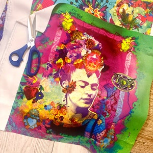 50x50 fabric coupon for seamstress for jeans jacket, cushion, bag, furnishings, interior decoration, Frida flamenca model, Camargue image 9
