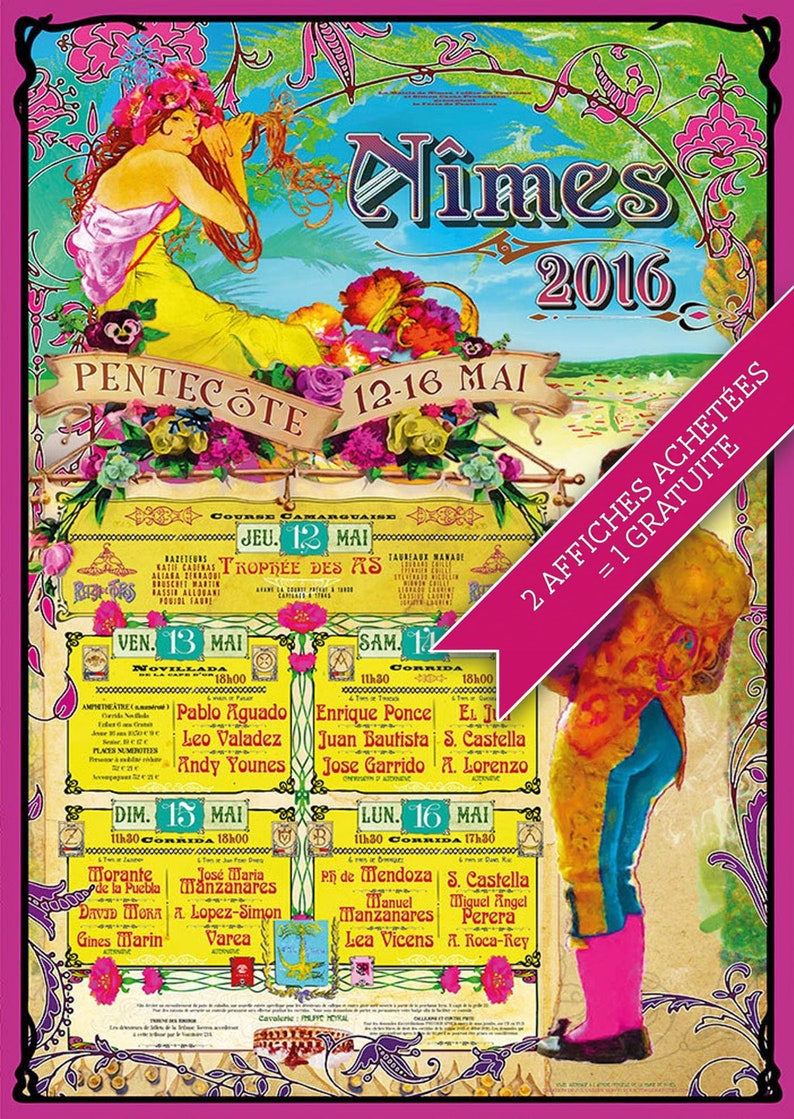 Feria De Nimes Programme - Affiche 2016 Pentecôte Féria de Nîmes avec le programme des | Etsy