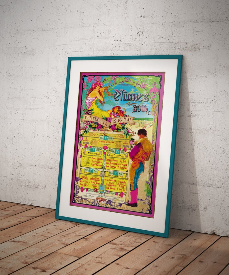 Affiche 2016 Pentecôte Féria de Nîmes avec le programme des | Etsy - Feria De Nimes Programme