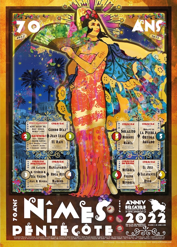 Affiche 2022 Féria de Nîmes cartel des corridas de la féria Etsy France
