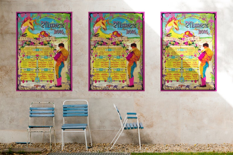 Affiche 2016 Pentecôte Féria de Nîmes avec le programme des | Etsy - Feria De Nimes Programme
