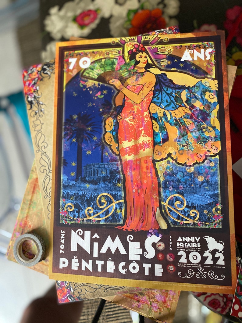Affiche 2022 Féria de Nîmes cartel des corridas de la féria Etsy France