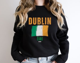 Sweater Dublin, Ierland: klaver met Ierse vlag St. Patrick's Day