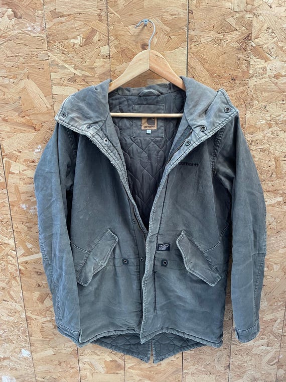 Vintage Carhartt WIP Clash Parker Men's Winter Parka Coat Dark