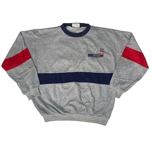 Vintage 80s grey navy blue red Adidas jogger gym aerobics sweatshirt size medium