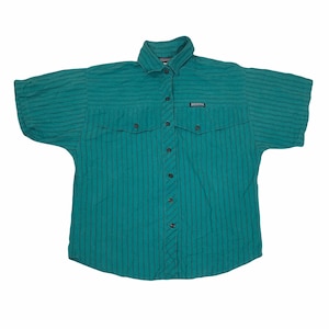 トップス 00s archives Zip design polo shirts y2k Vintage Y2K Green Blue Striped Quarter Zip Polo Shirt Size XXL by