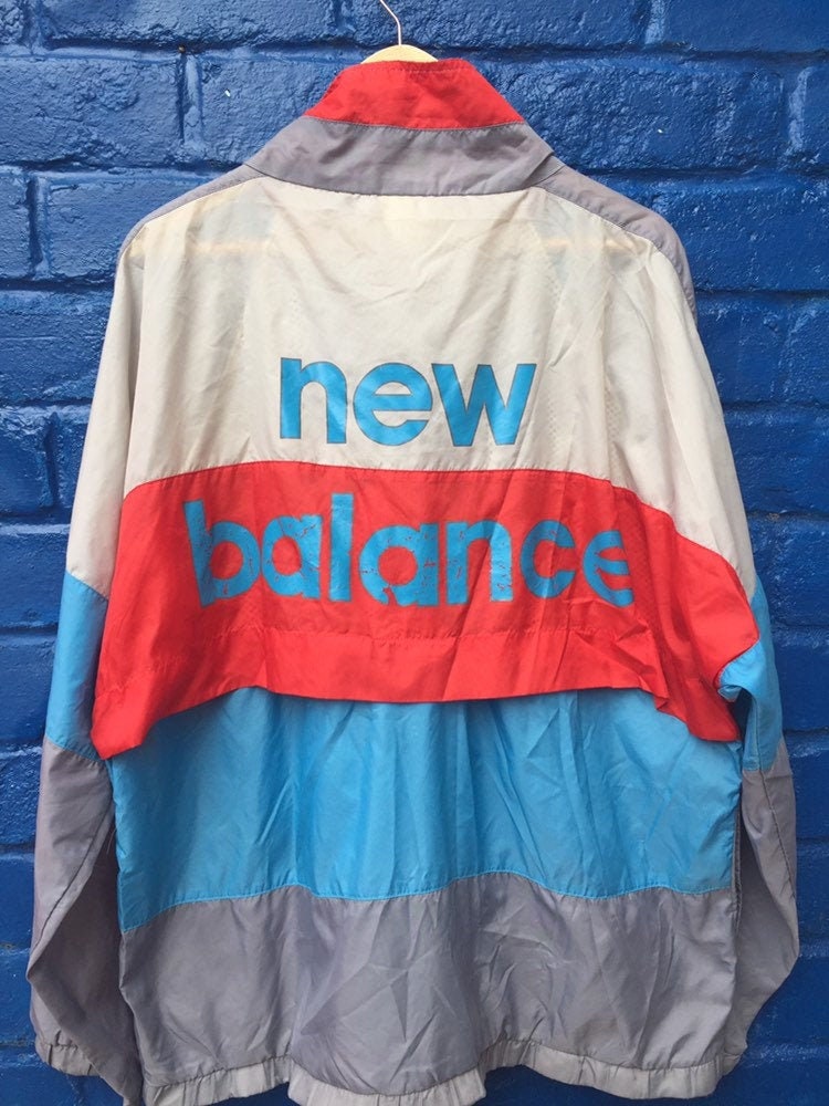 Image of Vintage 80S New Balance Grey Blue Red Distressed Wind-Cheater Size Xl