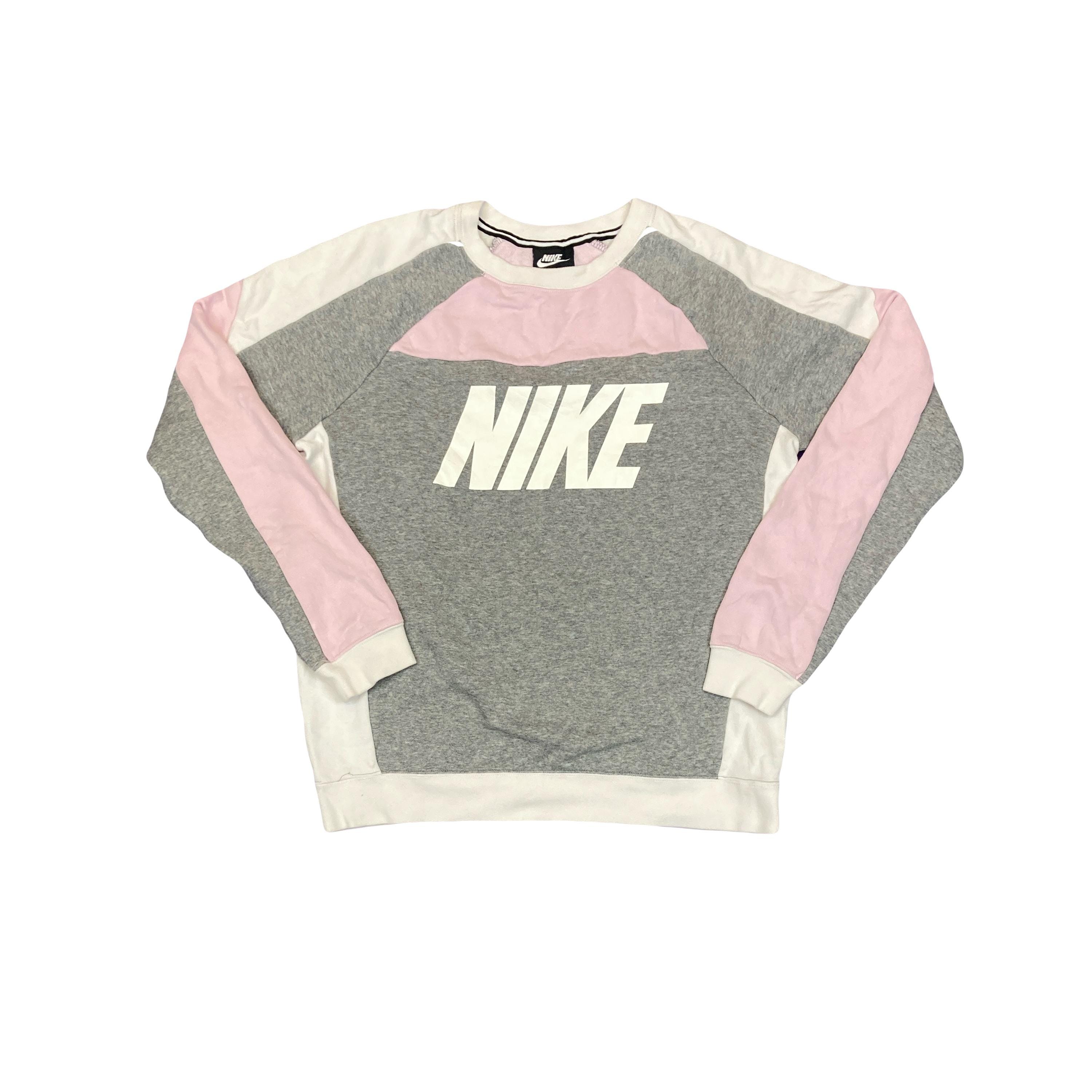 Vintage Y2K Nike Grey White Baby Pink Spell Out Crew Neck Sweater Size Medium Etsy