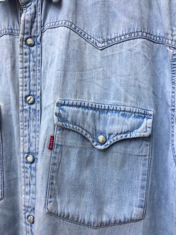 Vintage 90s Levis Red Tab distressed light blue d… - image 5