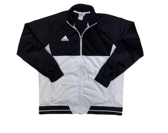 Vintage Y2K Adidas Men's Size XXL Black & White Track Jacket Zip