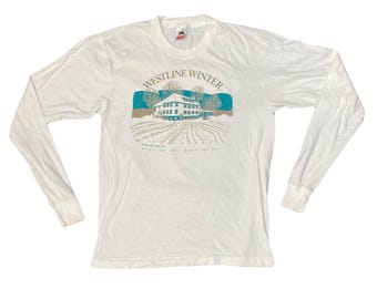 Vintage 90s Westline Winter USA souvenir single stitch white t-shirt size large