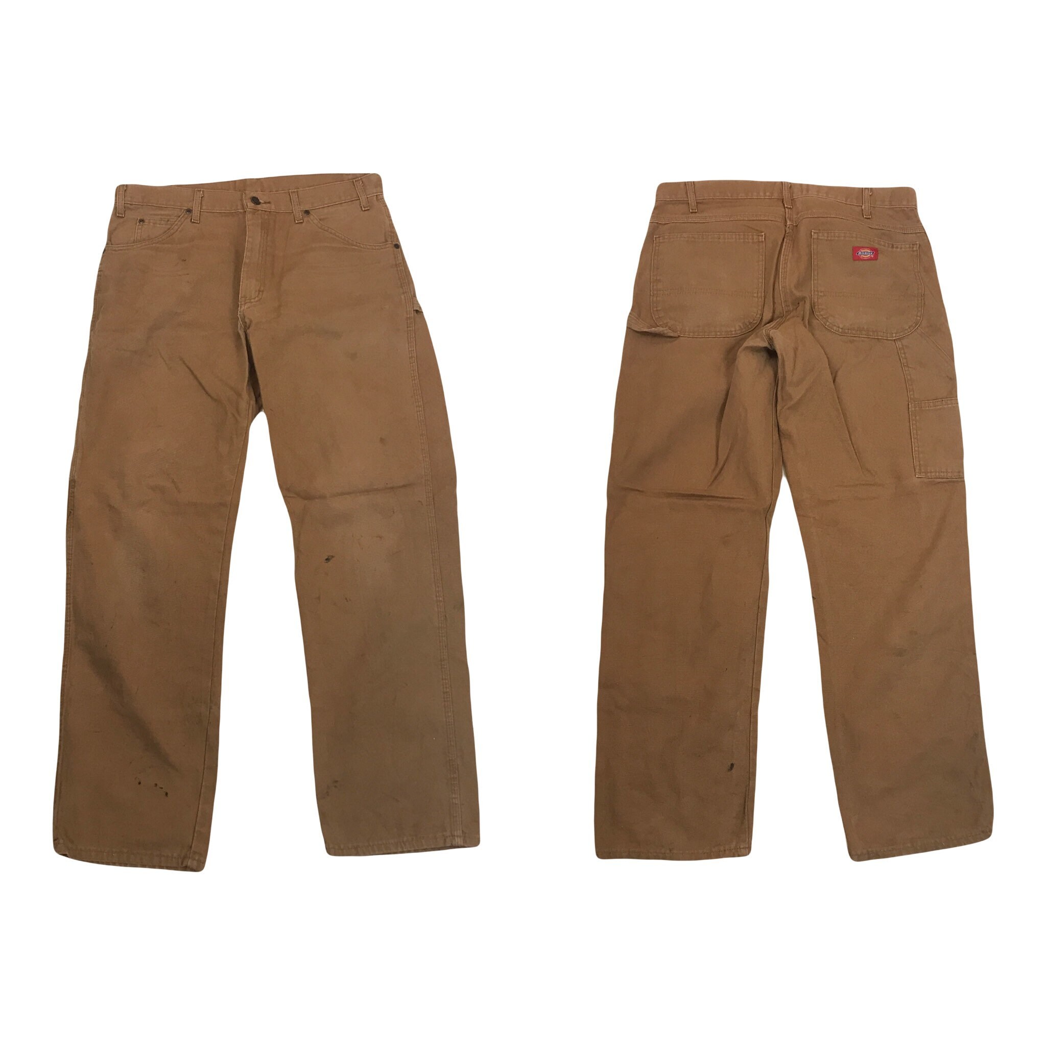 Vintage 90s W33 L32 Worn Distressed Dickies Heavy Cotton Tan Beige