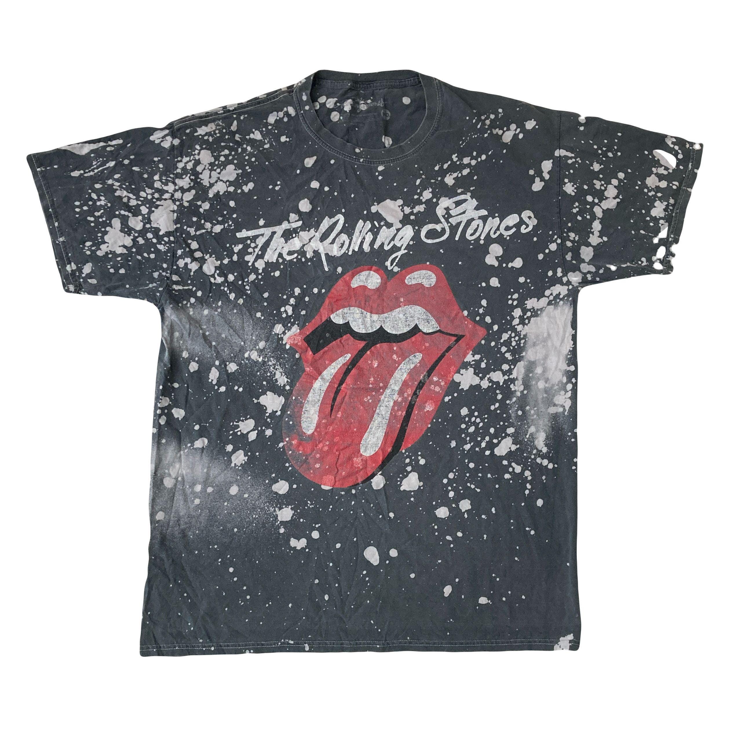 Vintage Y2K Rolling Stones All Over Acid Wash Grey Tie Dye T-shirt