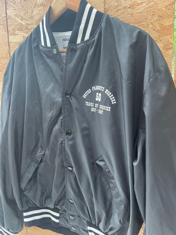 Vintage 80s USA Holloway Black Varsity Jacket, Size XL, United