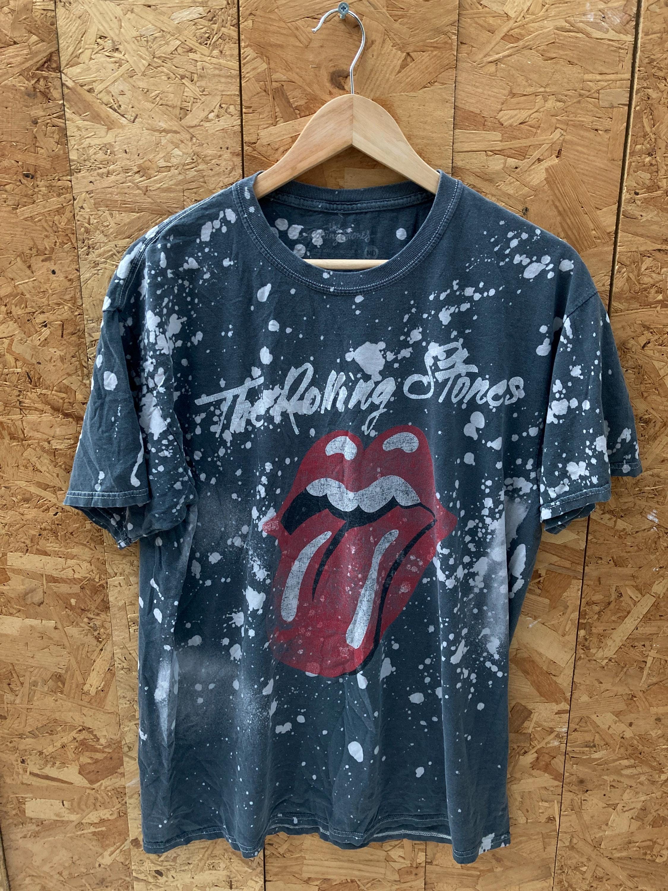 Vintage Y2K Rolling Stones All Over Acid Wash Grey Tie Dye T-shirt