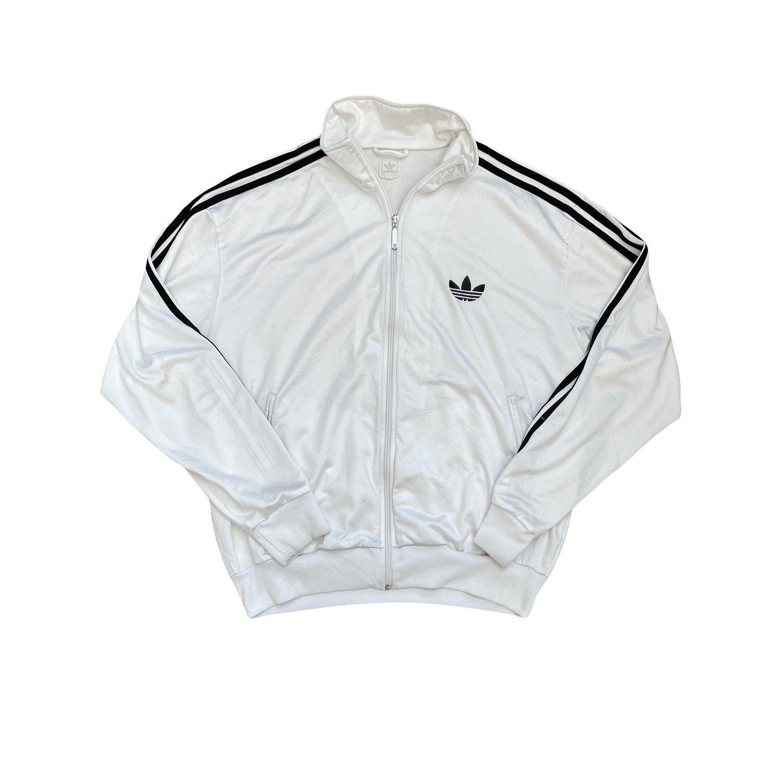 Vintage Adidas Track Jacket White Black Trefoil Logo Full Zip