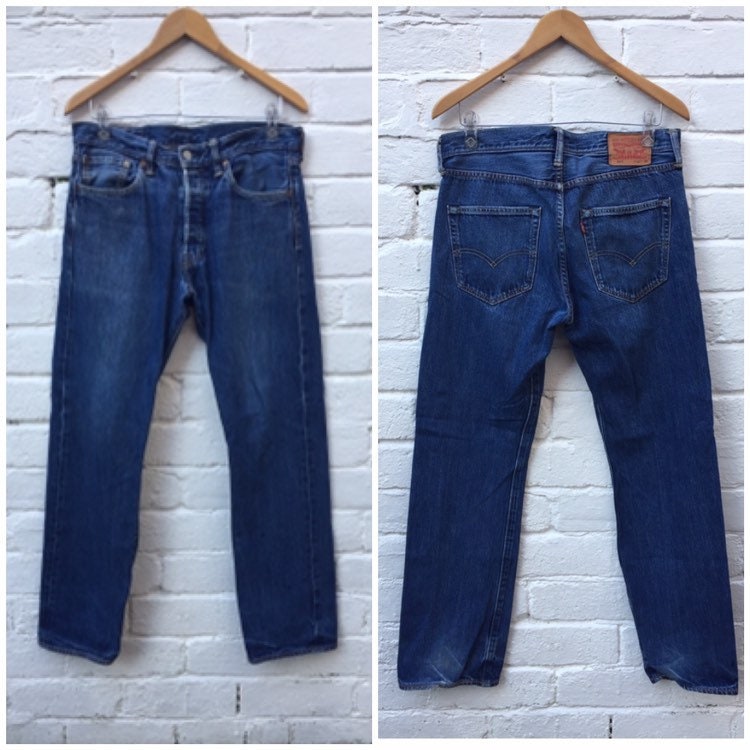 Image of Vintage 00S Levis Mens 501 W32 L30 Mid Blue Denim Jeans