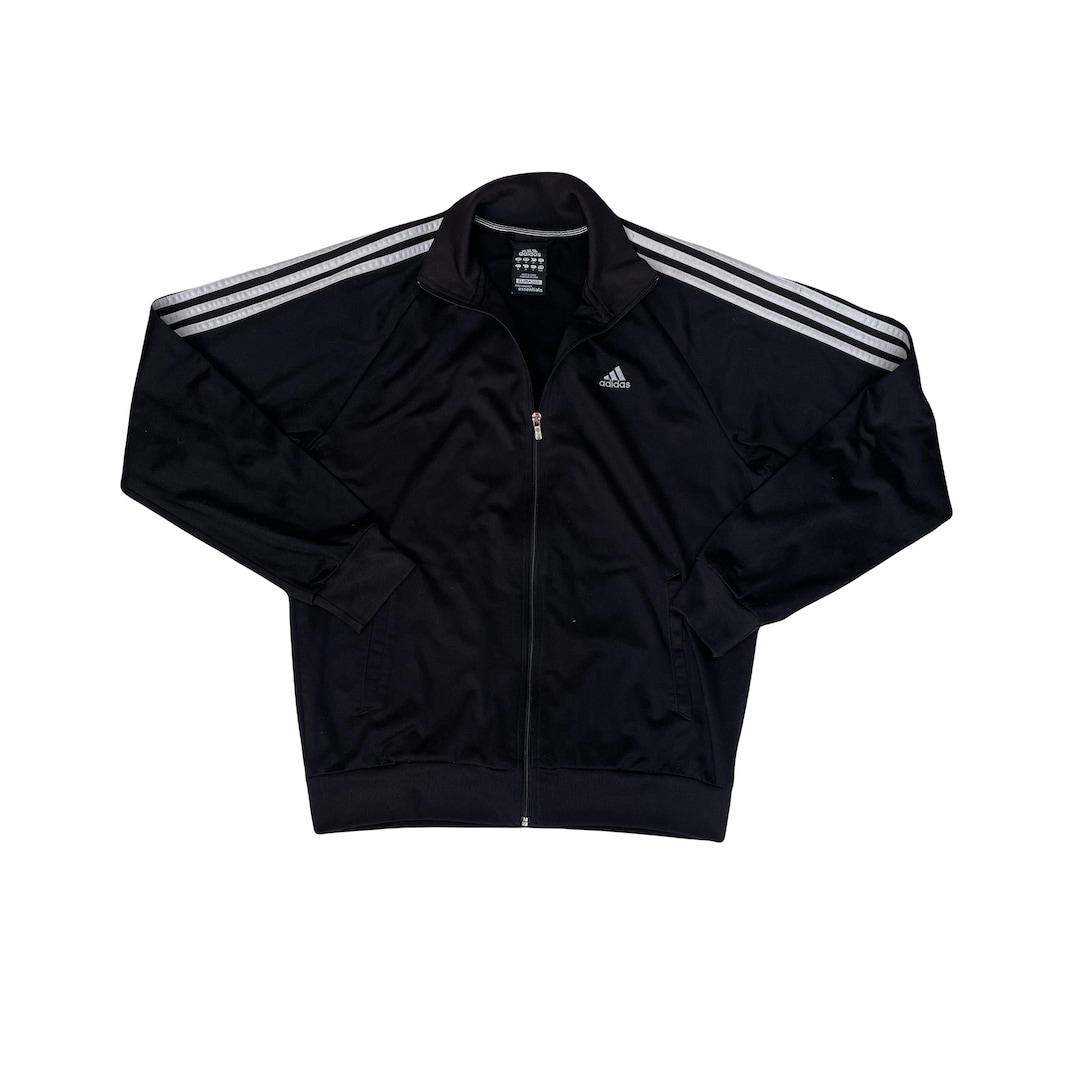 Vintage Y2K Adidas Men's Essentials Track Jacket Size M Black With