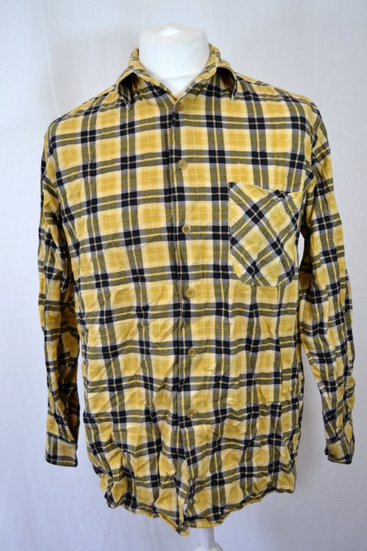 Image of Retro Yellow Check Heavy Cotton Shirt