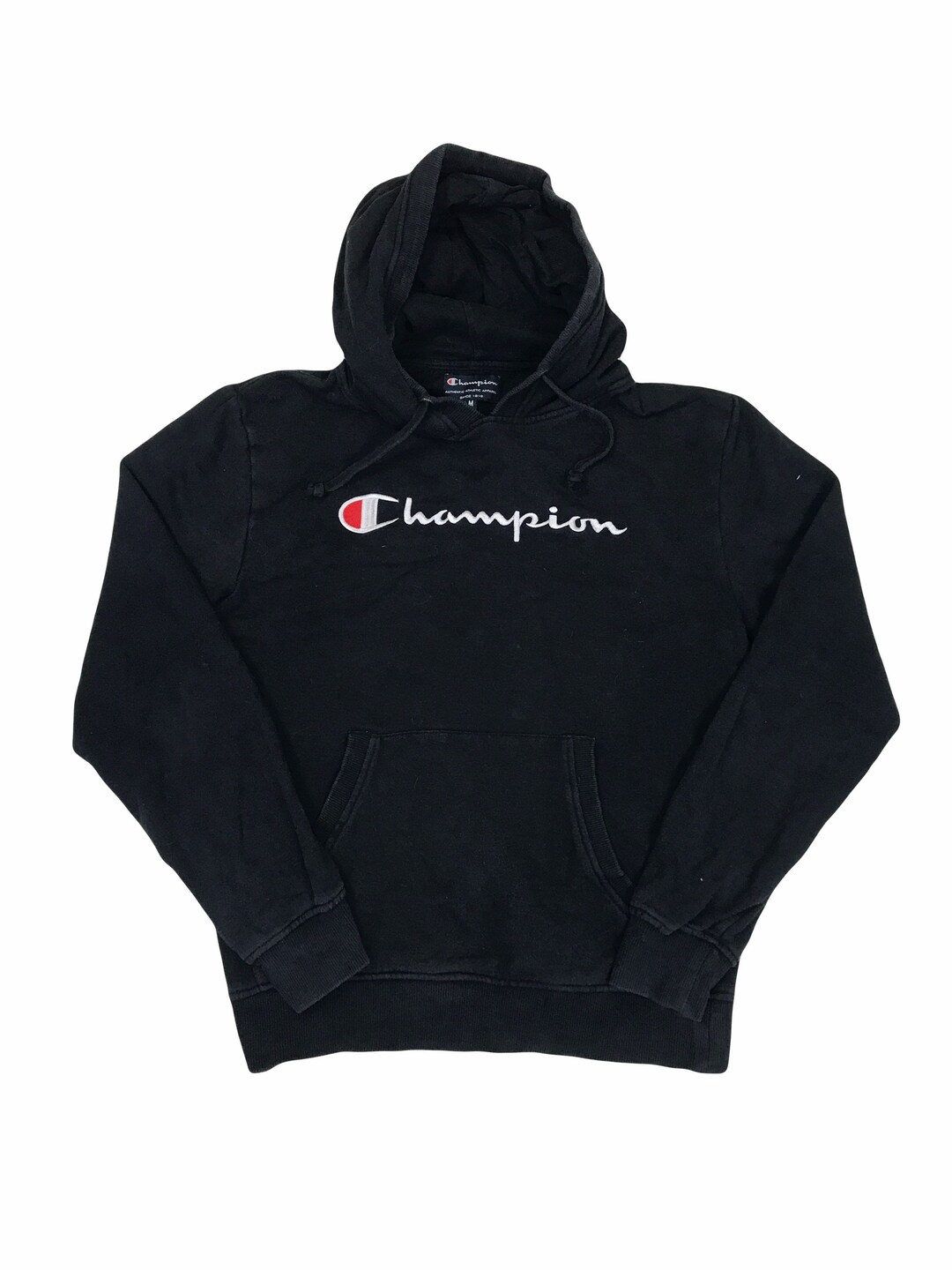 Vintage 90s Champion Black Embroidered Spell Out Hoodie Size Small Etsy