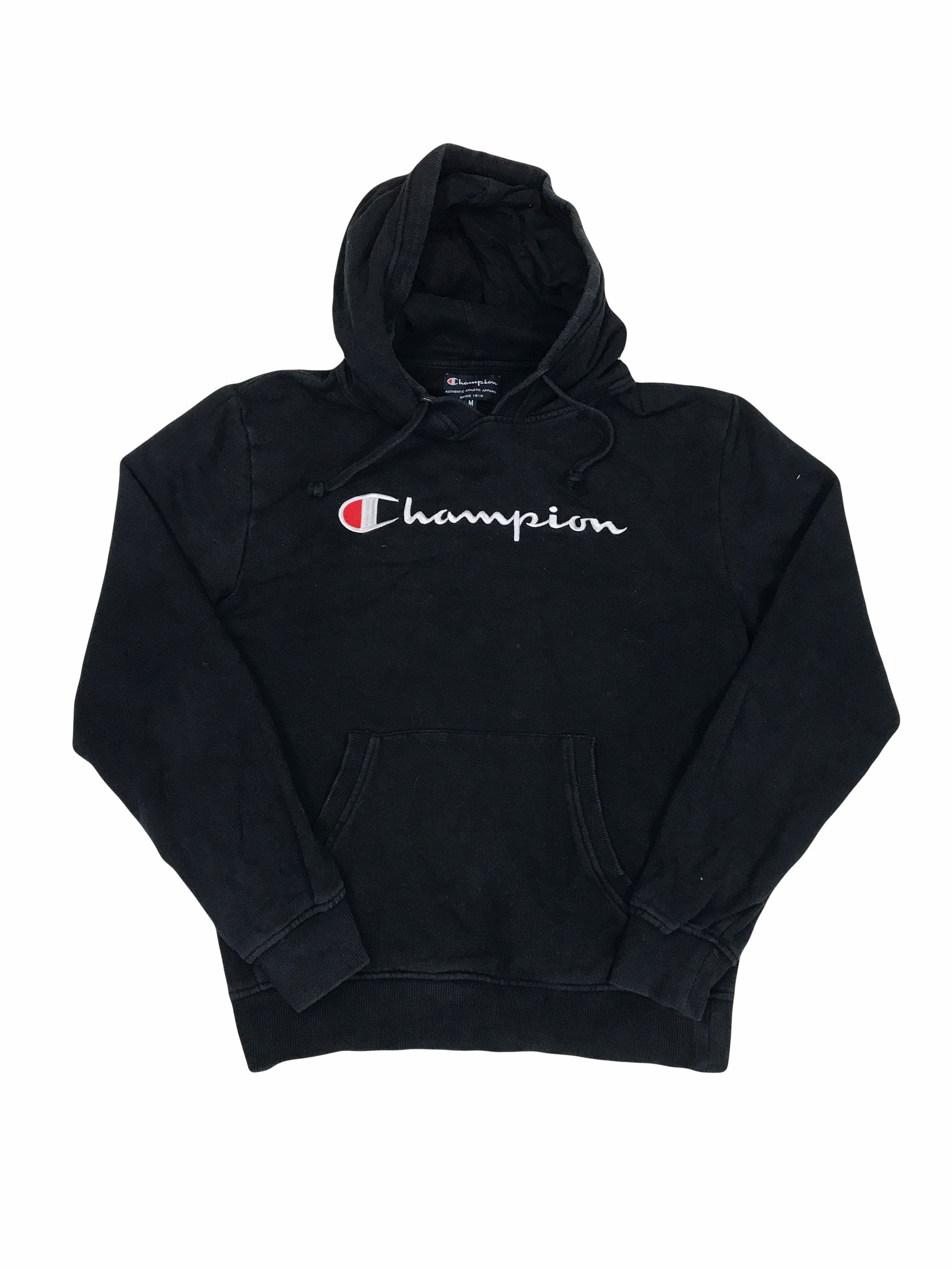 Vintage 90s Champion Black Embroidered Spell Out Hoodie Size Vintage 90s Champion Black Embroidered Spell Out Hoodie Size