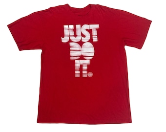 Vintage Y2K rojo blanco Nike Just Do It camiseta de gran tamaño tamaño grande