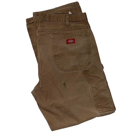 Vintage 90s W38 L32 Worn Distressed Dickies Heavy Cotton Tan Beige