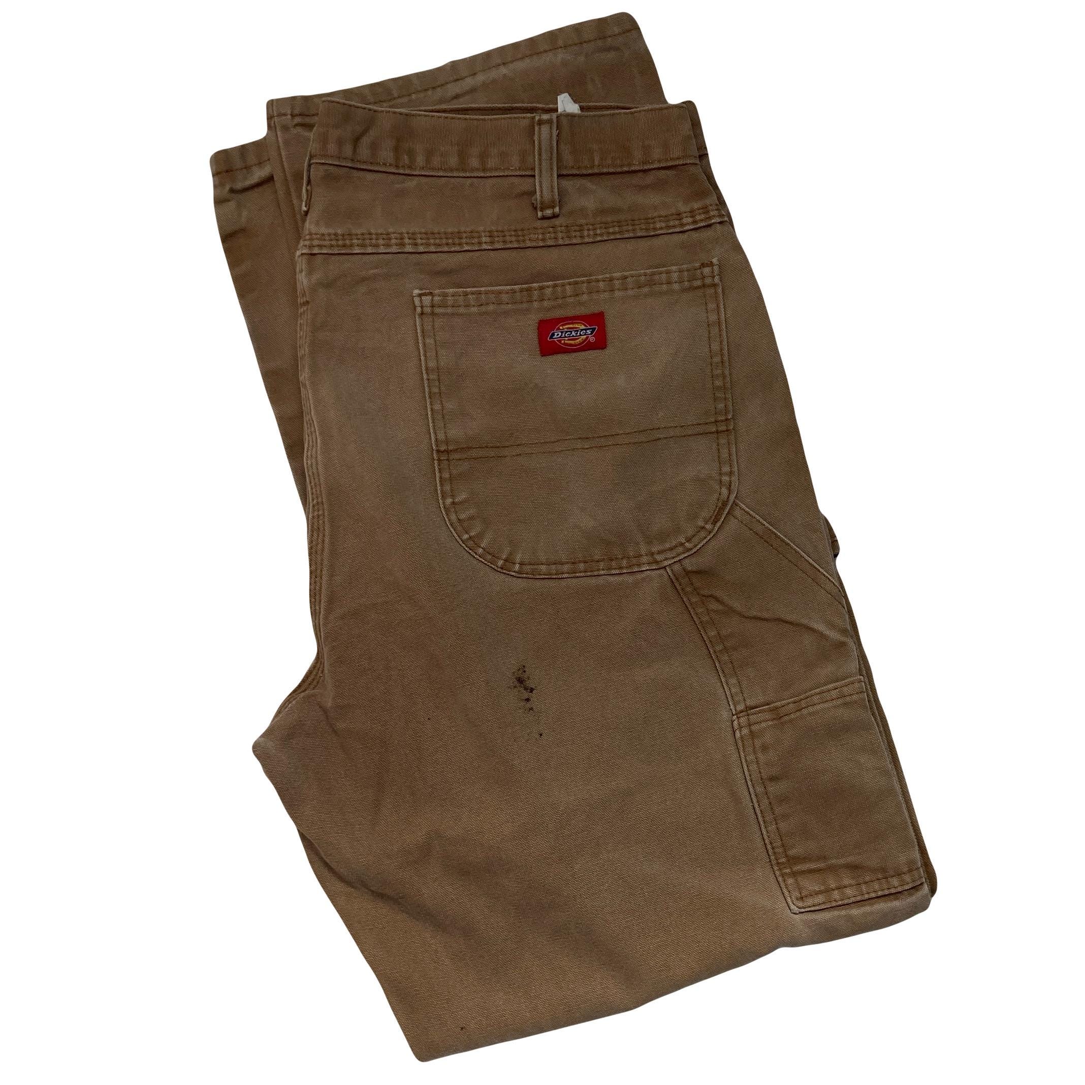 Vintage 90s W38 L32 Worn Distressed Dickies Heavy Cotton Tan Beige