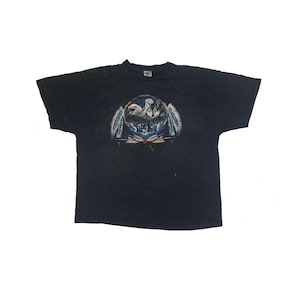 Vintage 90s wolf black faded grungy distressed souvenir t-shirt size XXL