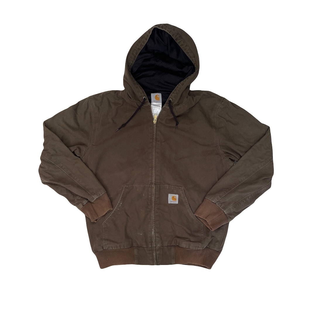 Vintage Carhartt Men's Size XL Olive Green Hooded Jacket Workwear