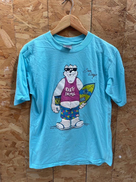 Vintage 90s Oneita Power T Shirt L San Diego Party Animal Graphic