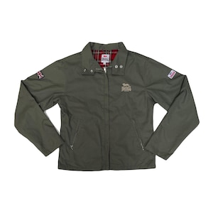 Vintage Lonsdale London Größe L Grüne Jacke, Full Zip, Lässige Harrington