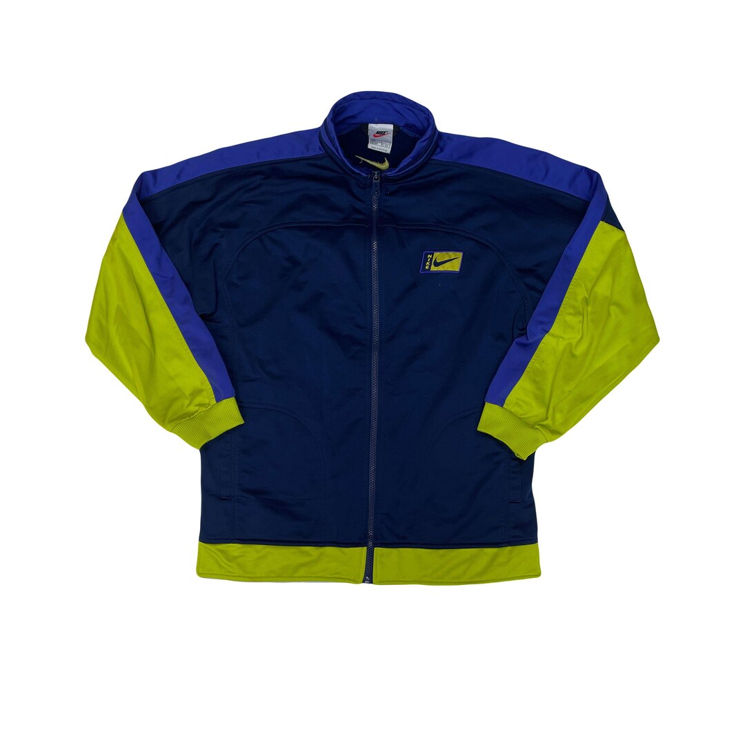 Vintage 90s Nike Men's Blue/green Track Jacket Zip-up Size Small
