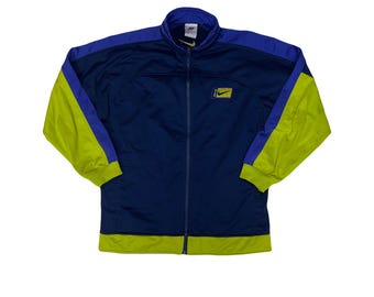 Kurtka sportowa Nike Vintage 90s, niebiesko-zielona, męska, zapinana na zamek, rozmiar S